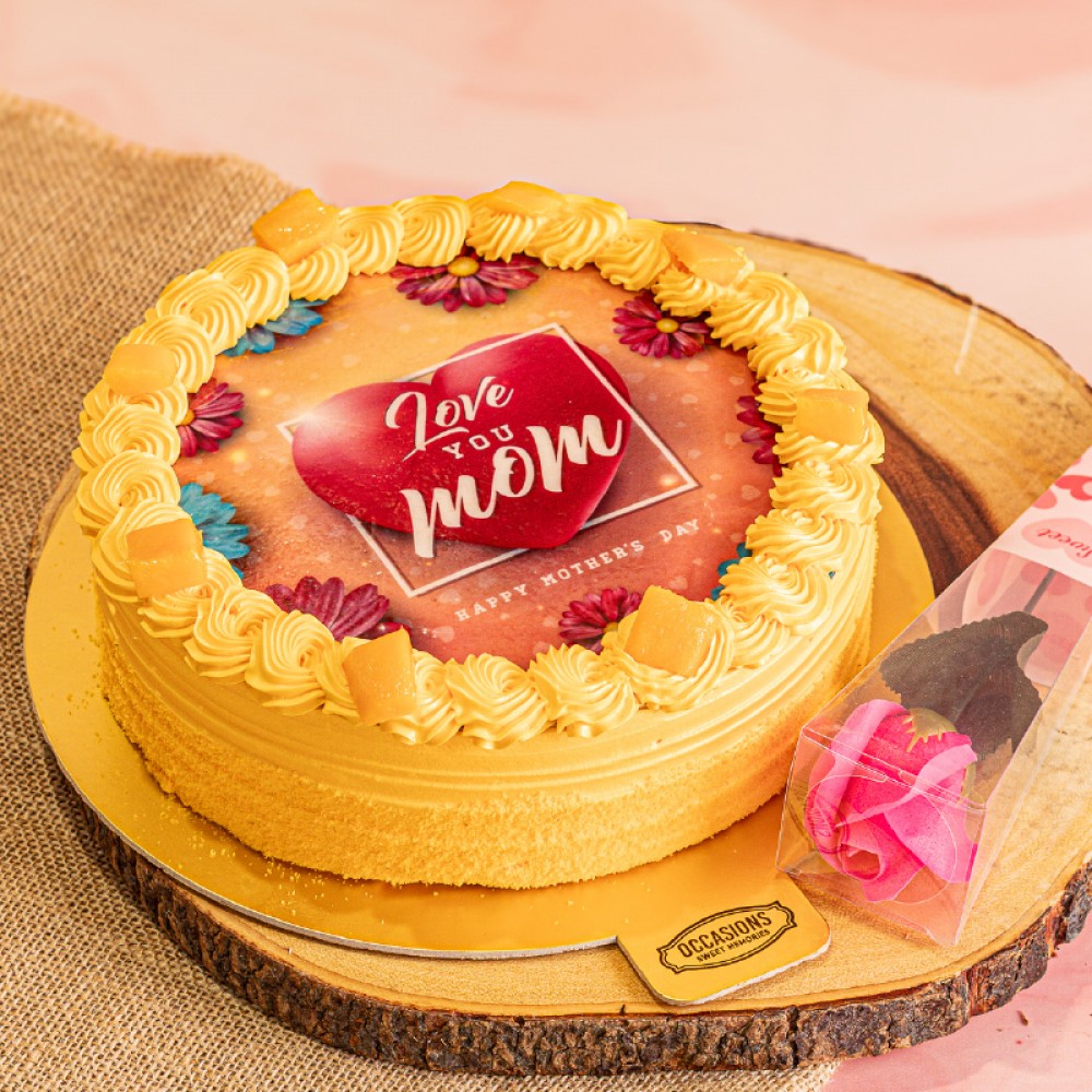 MANGO TEMPTATION CAKE WITH ARTIFICIAL ROSE