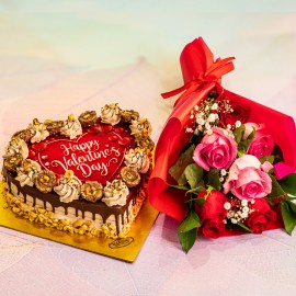 Ferrero cake with 6 flower combo 