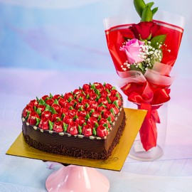 Chocolate tulip cake with double flower combo