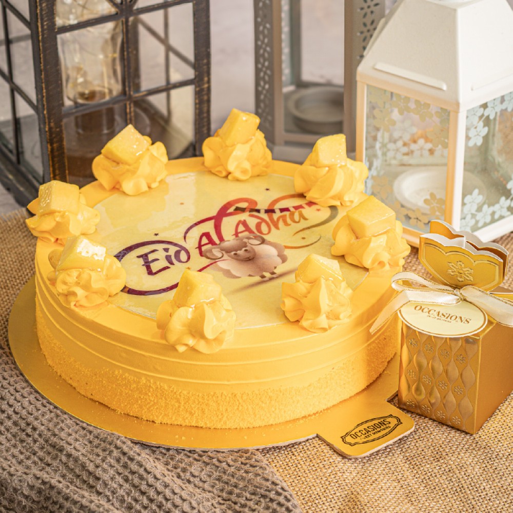 Mango Eid Treat Cake with Mini Chocolate Treat Box